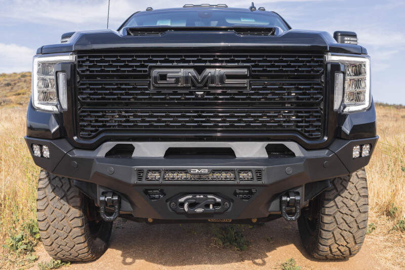 GMC Sierra 3500 Front Bumper - DV8 Offroad - Spec Series - Micro-texture black powder coat with satin black accents - `20-`23